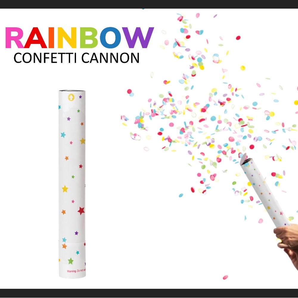 Set of 2 - Rainbow Confetti Cannon Fun Colorful Confetti Shooter Birthday Party